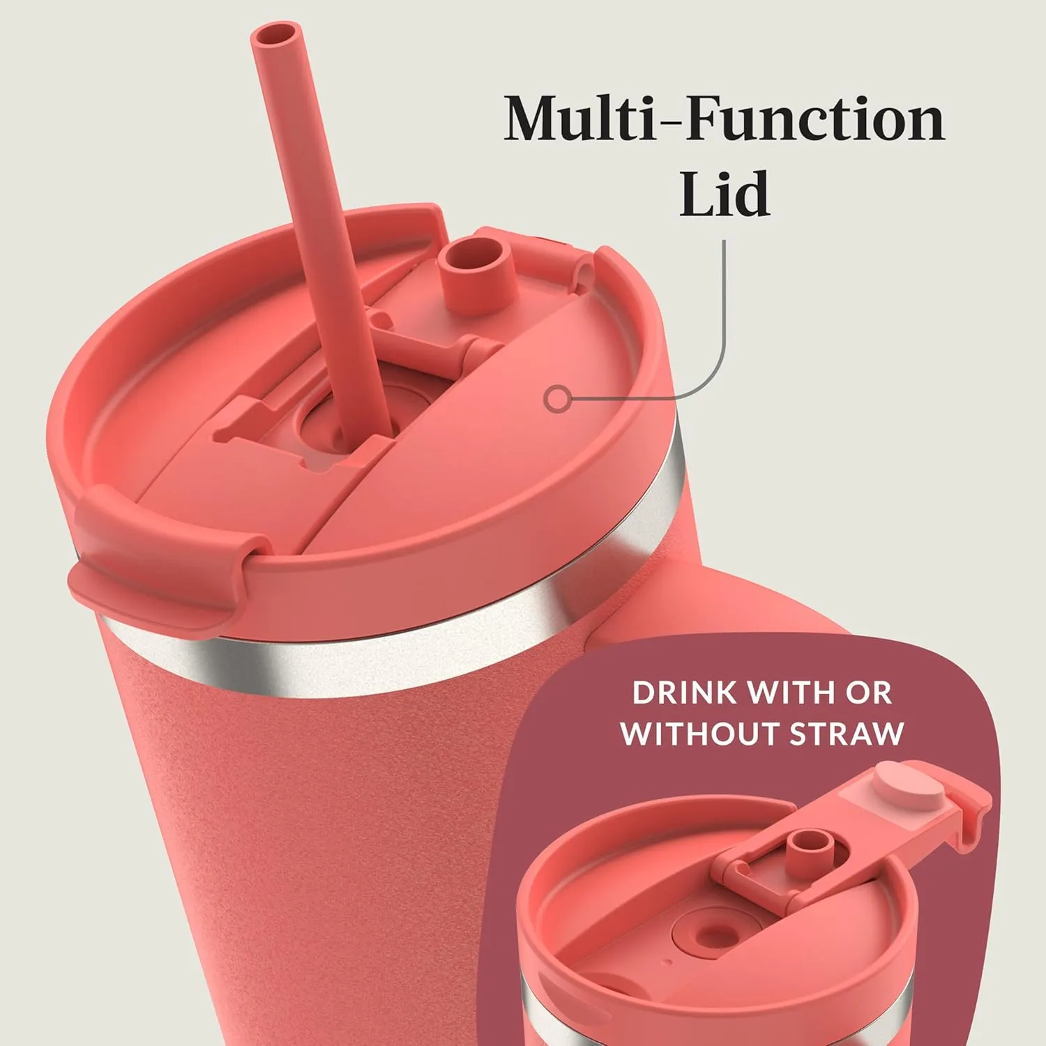 Contigo Streeterville 40oz Tumbler, Stainless Steel Vacuum Insulated, Leak-Proof, Cold for 29 Hours, Coral