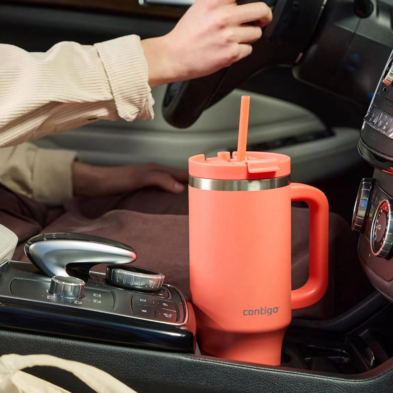 Contigo Streeterville 40oz Tumbler, Stainless Steel Vacuum Insulated, Leak-Proof, Cold for 29 Hours, Coral