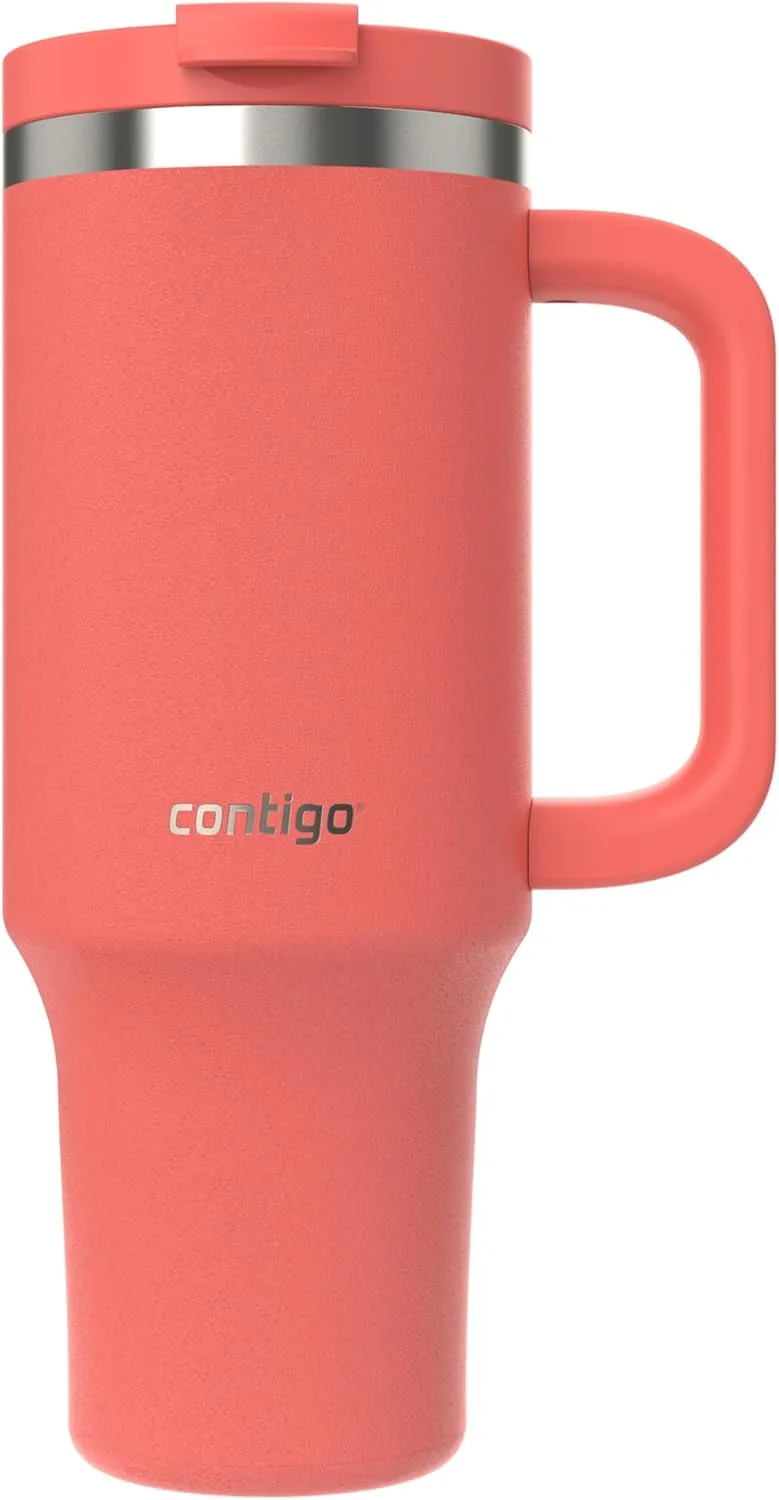 Contigo Streeterville 40oz Tumbler, Stainless Steel Vacuum Insulated, Leak-Proof, Cold for 29 Hours, Coral