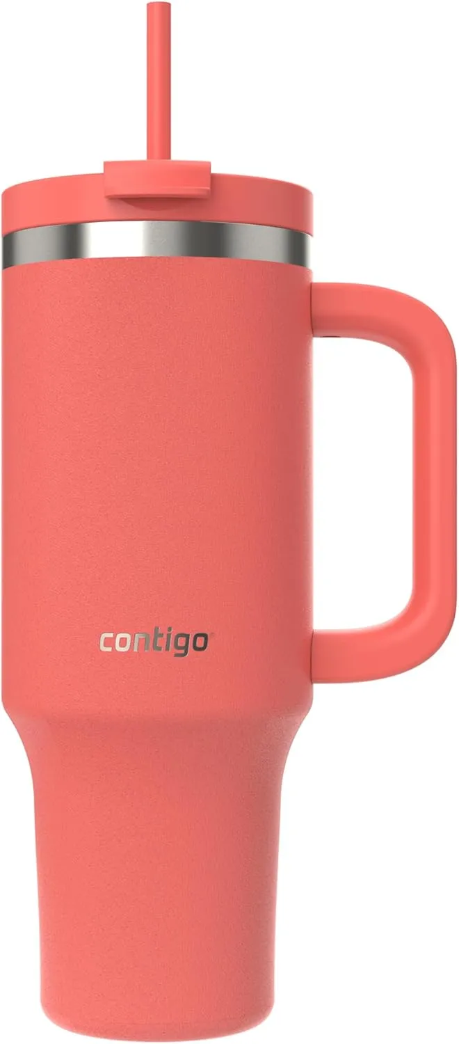 Contigo Streeterville 40oz Tumbler, Stainless Steel Vacuum Insulated, Leak-Proof, Cold for 29 Hours, Coral