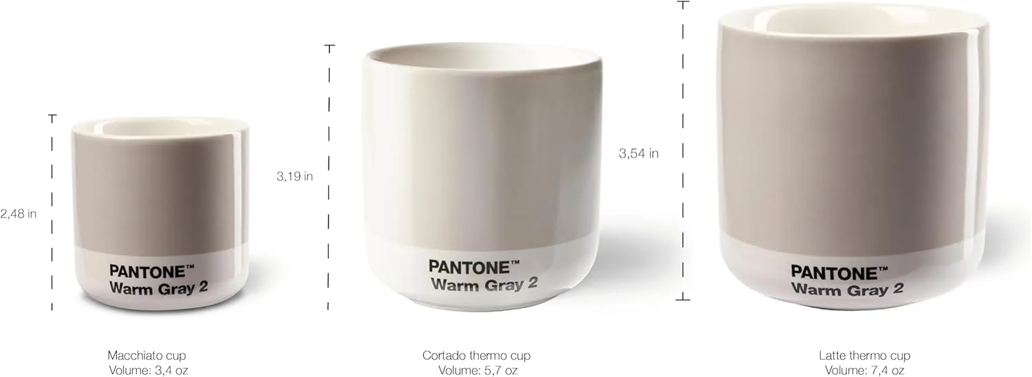 Copenhagen Design Pantone Macchiato Cup - Coffee, Latte, Macchiato Mug - 3.34oz/100ml, Cool Grey 9