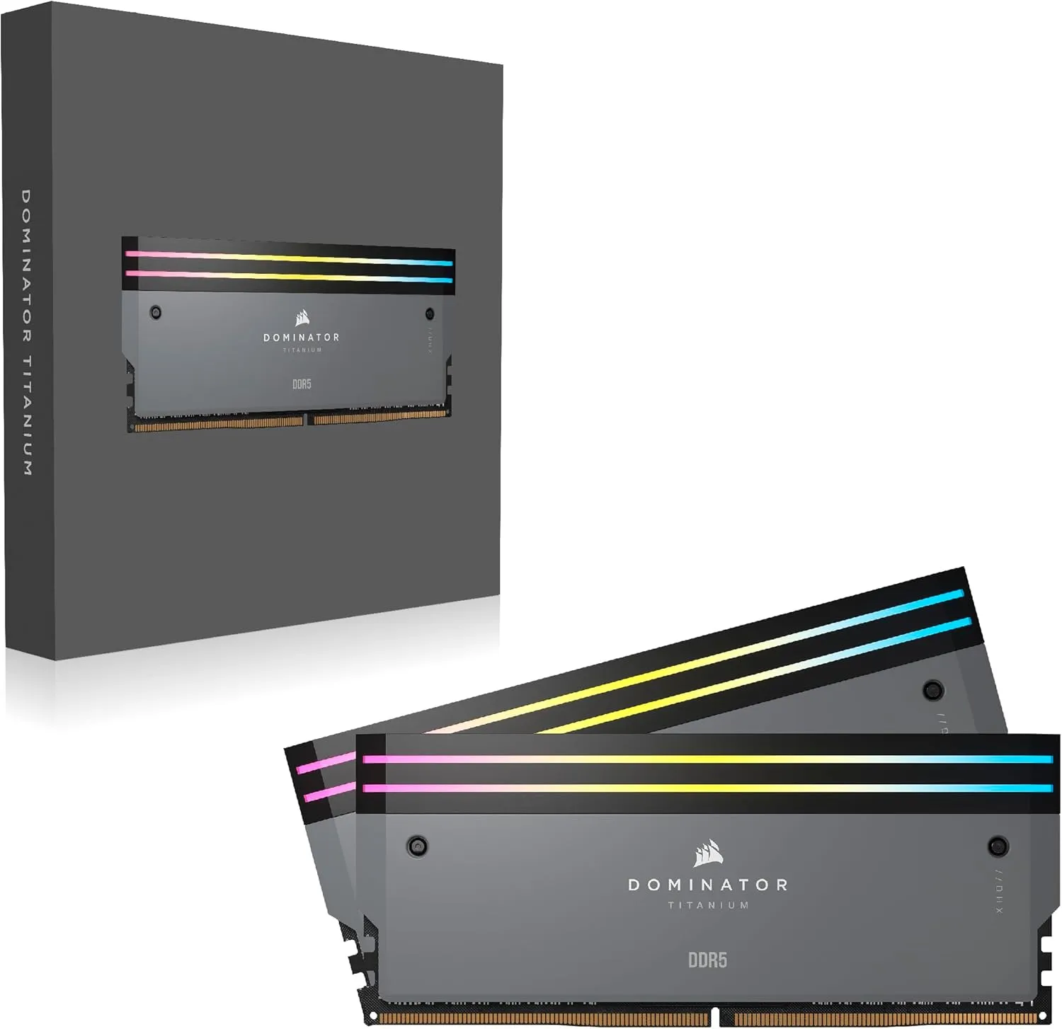 Corsair Dominator Titanium RGB DDR5 32GB (2x16GB) DDR5 6000MHz CL30 AMD Expo Intel XMP iCUE Compatible Computer Memory – Gray (CMP32GX5M2B6000Z30)