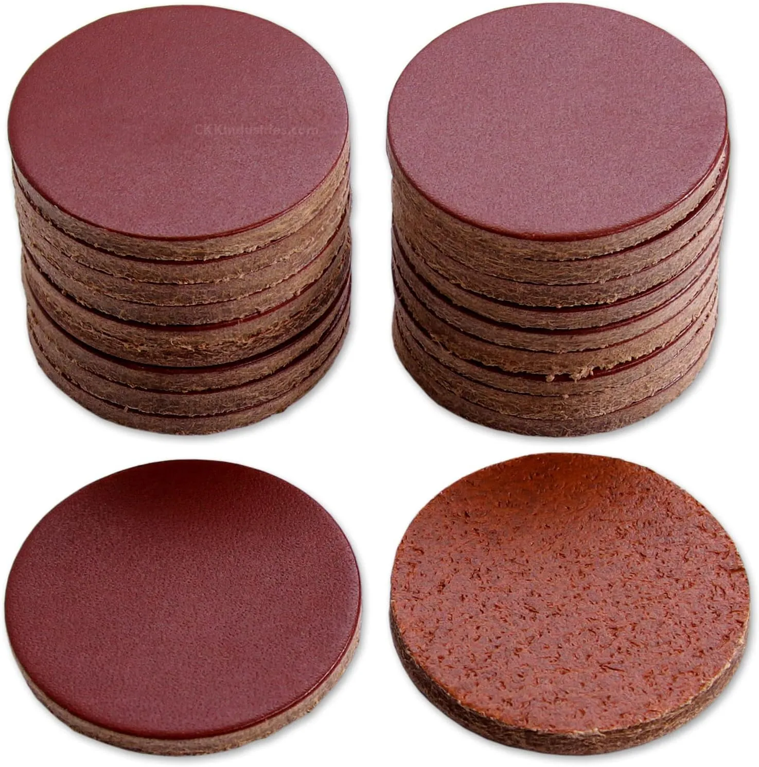 Cowhide Leather Handle Washers - Round - (1.50 x .125) - (Chestnut) - USA Made - (for Knife Making & Hobby) - (20 Pack)