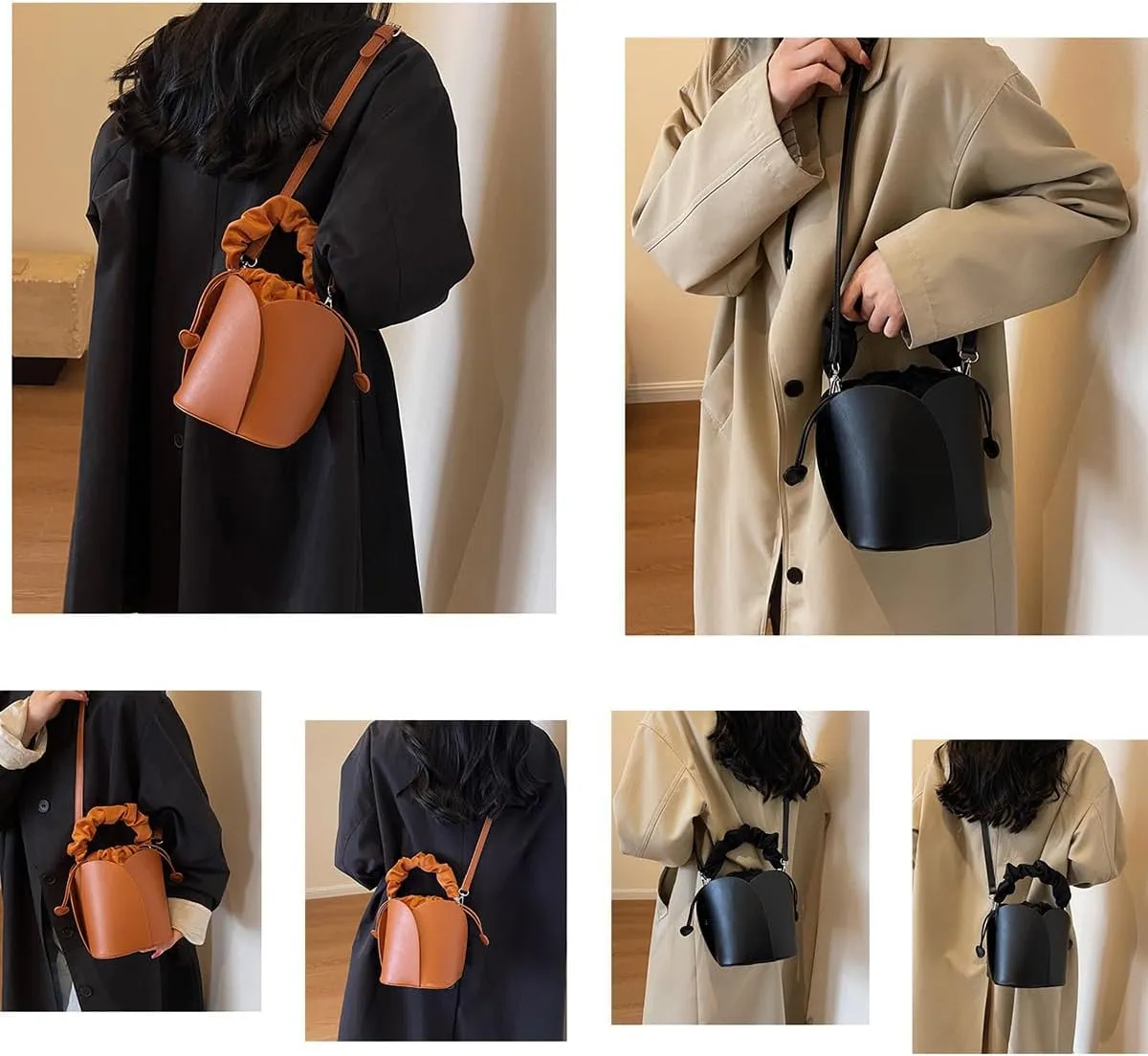Creative Petal Bag - Large Capacity Design Shoulder Bags for Women, PU pleated drawstring handbag (B)