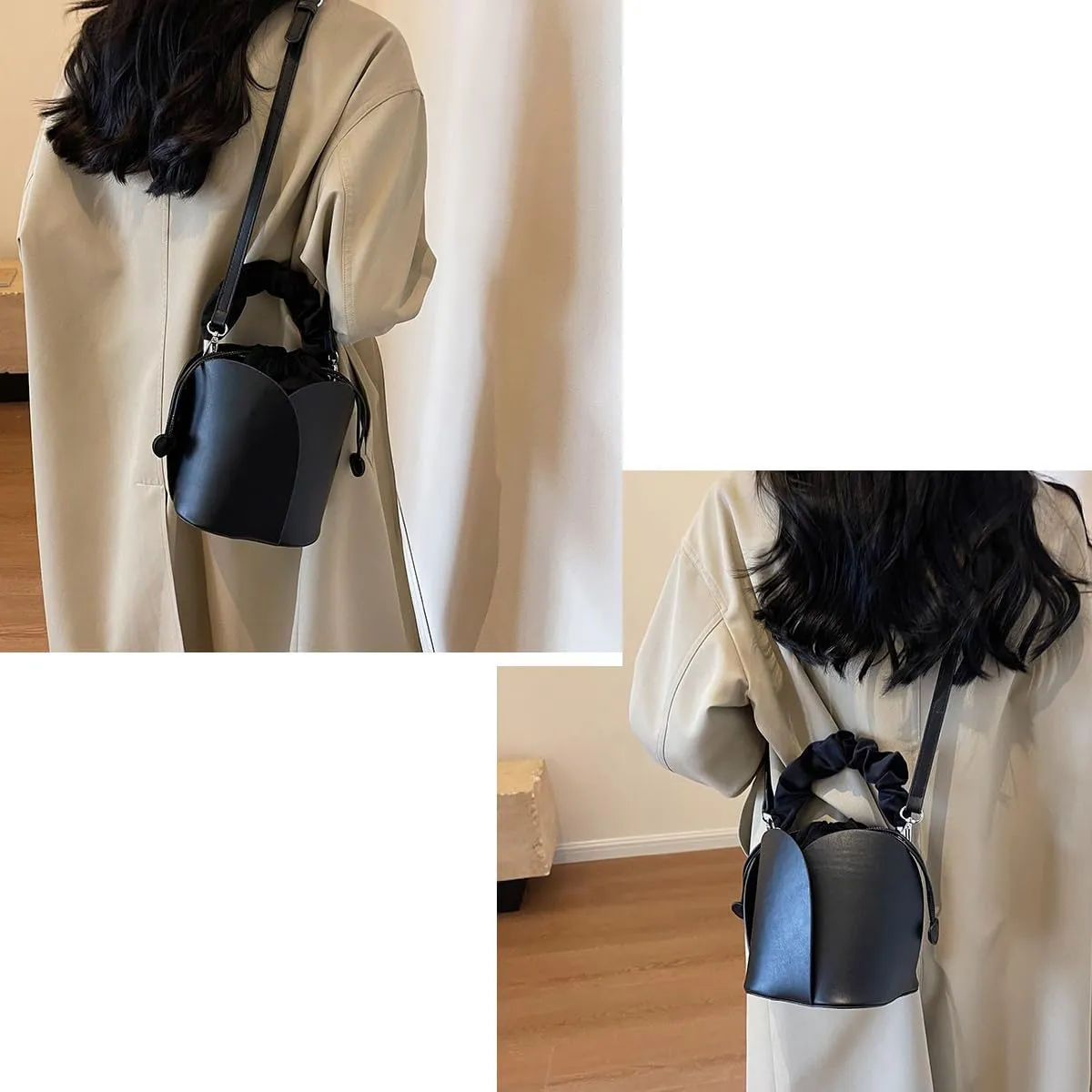 Creative Petal Bag - Large Capacity Design Shoulder Bags for Women, PU pleated drawstring handbag (B)