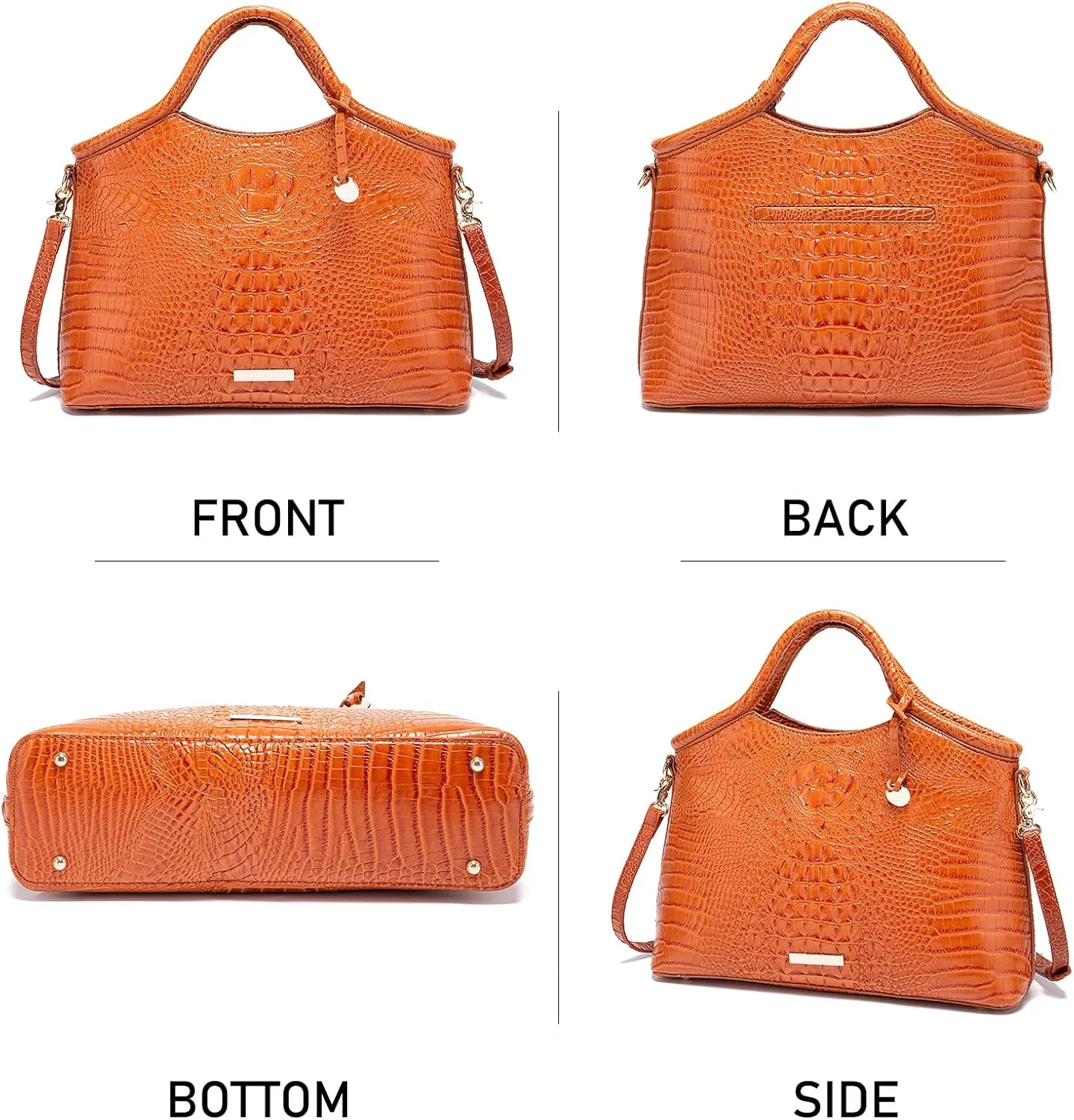 Crocodile Pattern Gradient Top Handle Satchel Large Capacity Tote Bag Casual Versatile Commuter Bag Leather