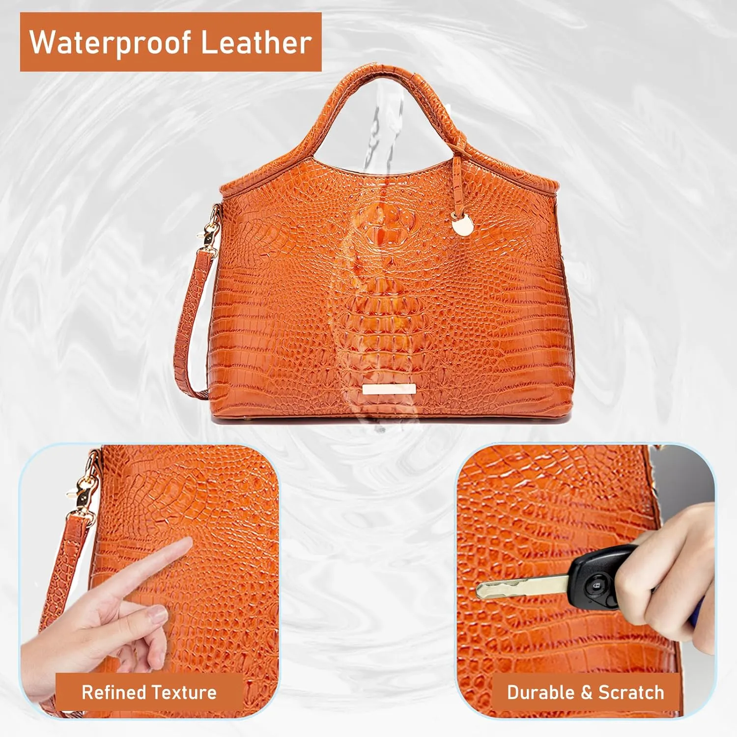 Crocodile Pattern Gradient Top Handle Satchel Large Capacity Tote Bag Casual Versatile Commuter Bag Leather