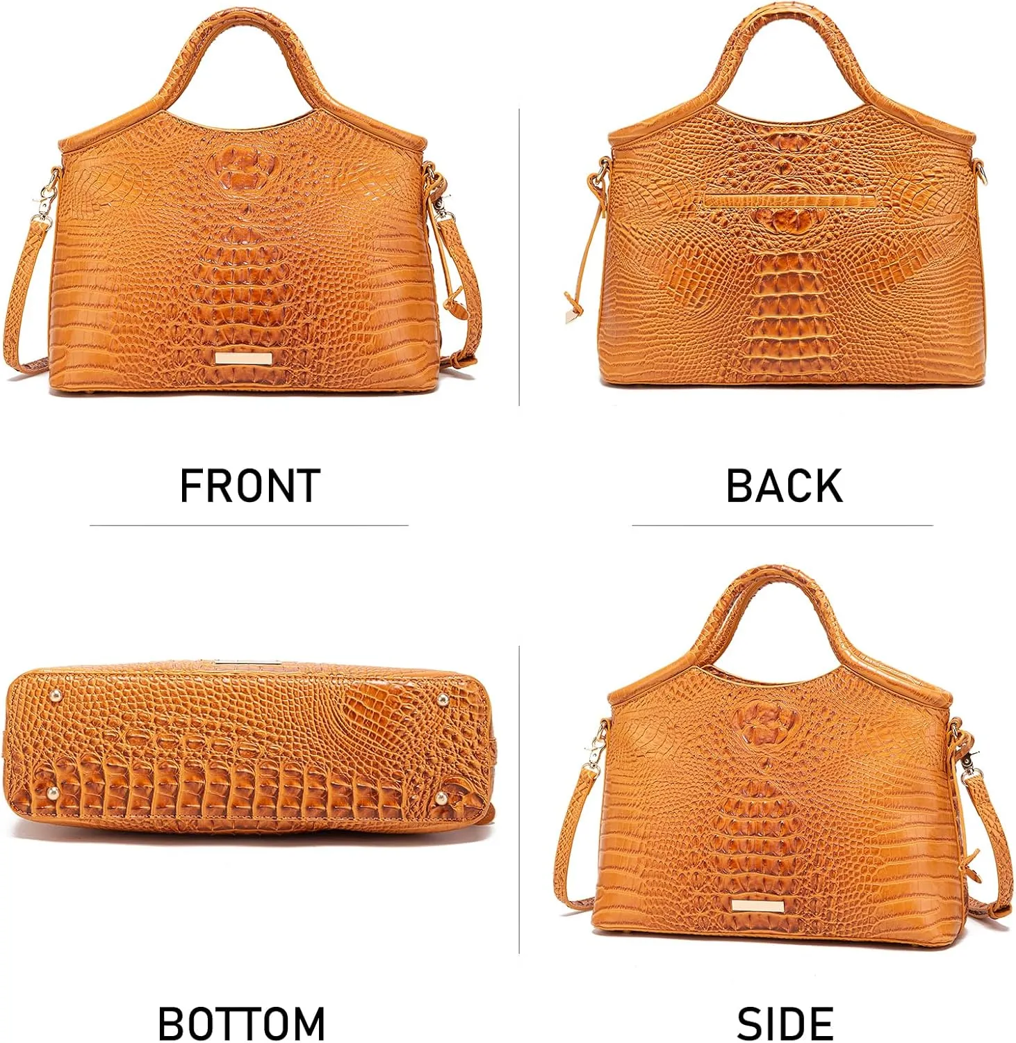 Crocodile Pattern Gradient Top Handle Satchel Large Capacity Tote Bag Casual Versatile Commuter Bag Leather