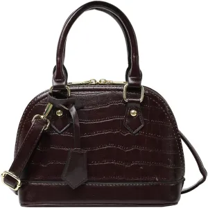 Crocodile Pattern Leather Dome Crossbody Bag for Women - Stylish Top Handle Satchel Handbag & Versatile Shoulder Tote