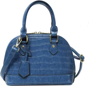 Crocodile Pattern Leather Dome Crossbody Bag for Women - Stylish Top Handle Satchel Handbag & Versatile Shoulder Tote