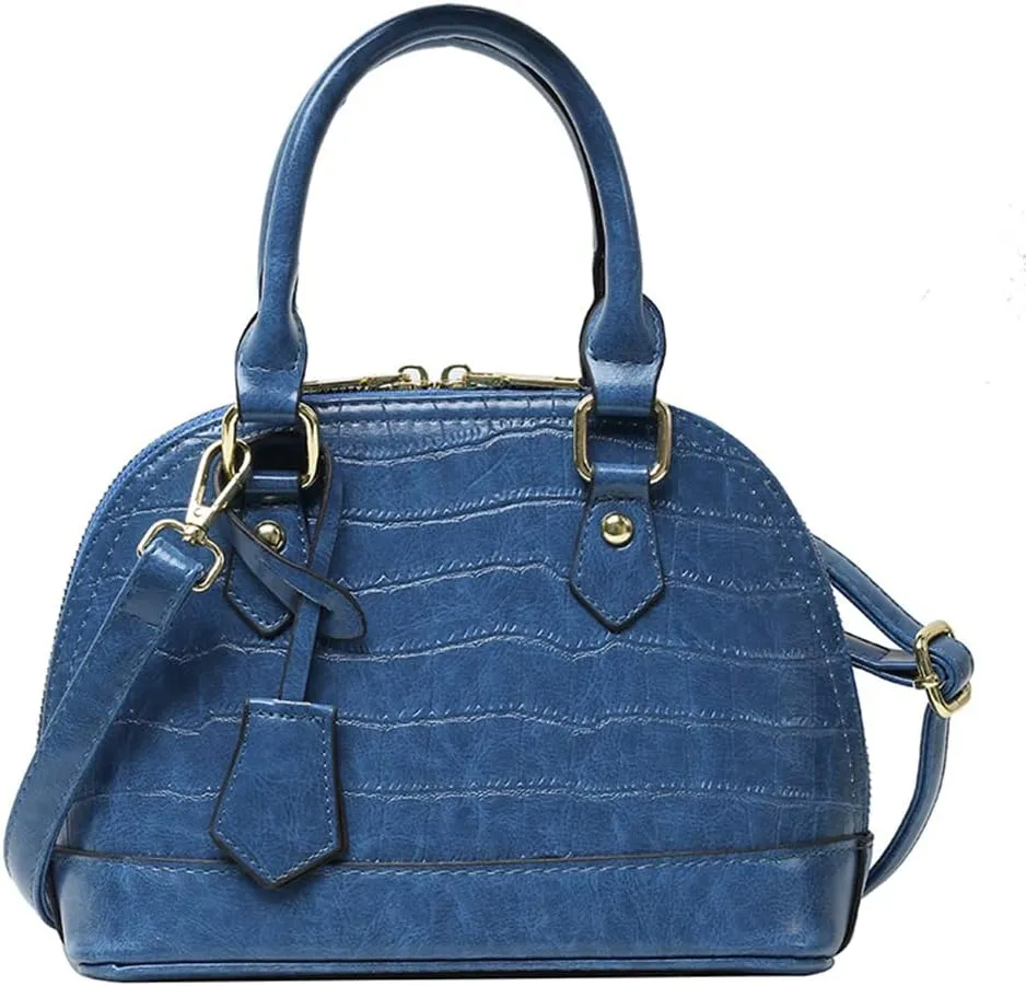 Crocodile Pattern Leather Dome Crossbody Bag for Women - Stylish Top Handle Satchel Handbag & Versatile Shoulder Tote