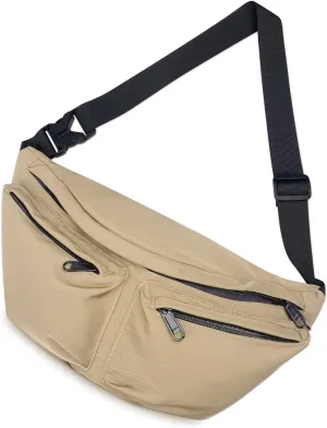 Crossbody Bag Fanny Packs for Men Women, Large Belt Bag With 5-Zipper Pockets, Sling Bag, Waist Pack with Adjustable Strap for Travel - Khaki (2.2L)