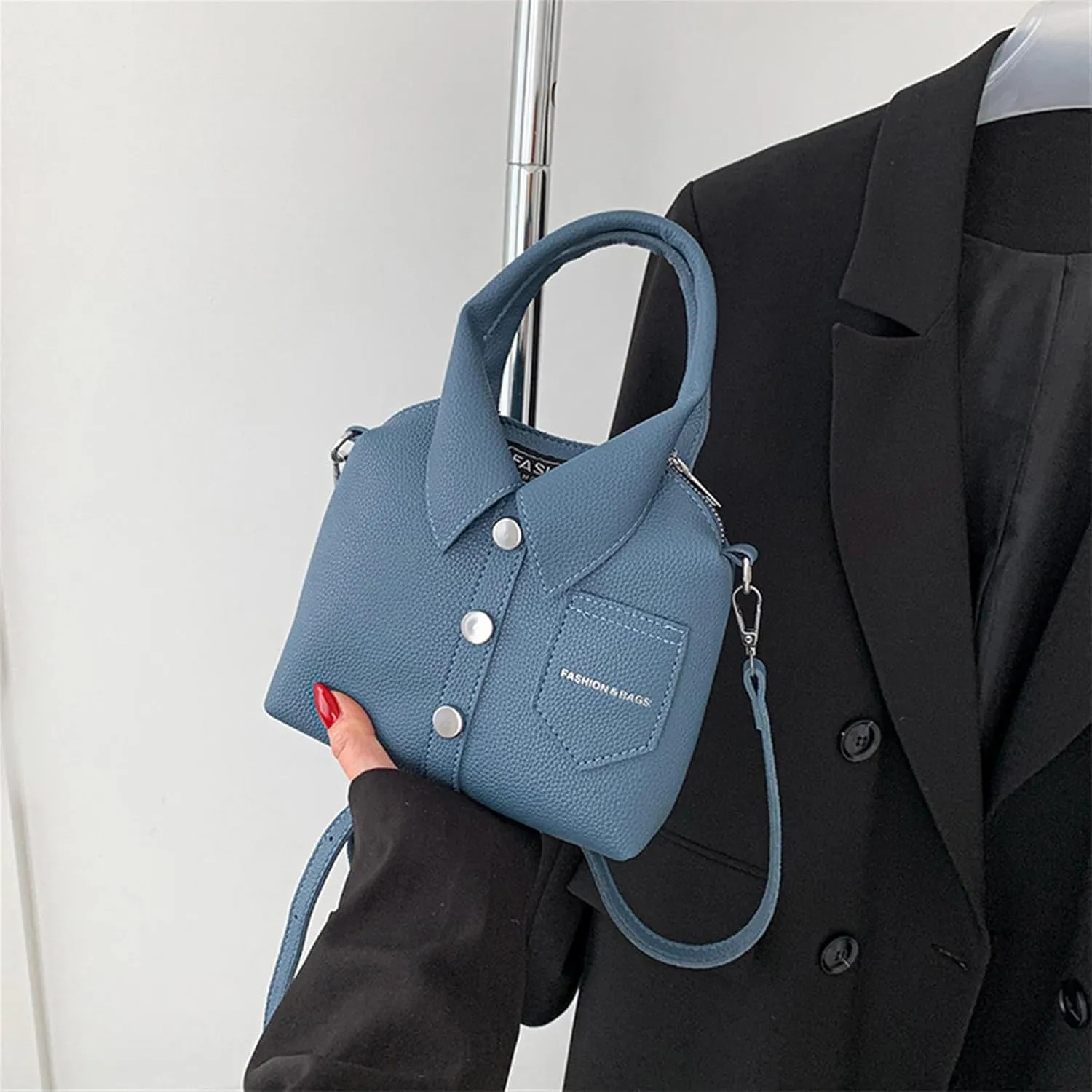 Crossbody Bag for Women Fashion PU Leather Funny Shirt Shape Shoulder Purse Top Handle Handbag with Adjustable Strap