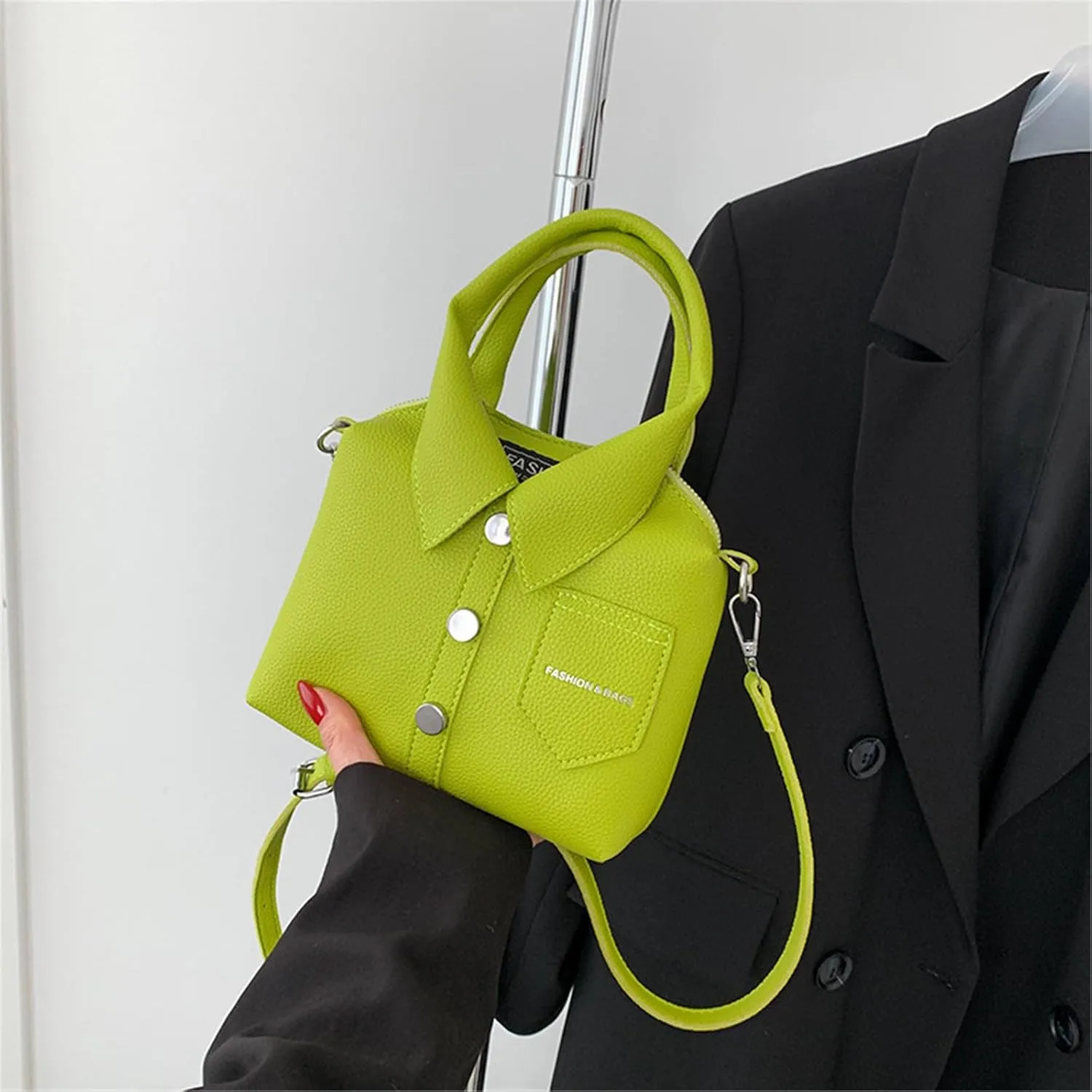 Crossbody Bag for Women Fashion PU Leather Funny Shirt Shape Shoulder Purse Top Handle Handbag with Adjustable Strap