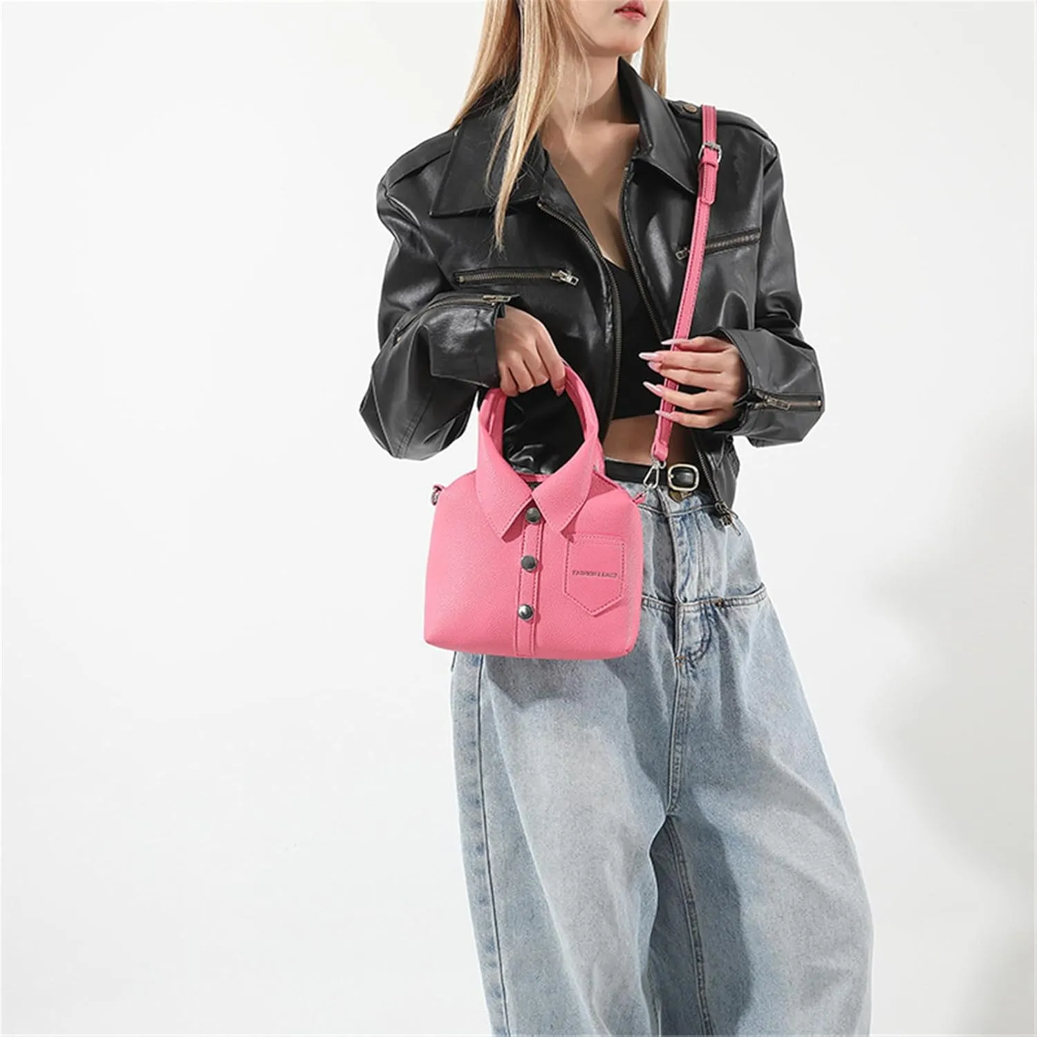 Crossbody Bag for Women Fashion PU Leather Funny Shirt Shape Shoulder Purse Top Handle Handbag with Adjustable Strap
