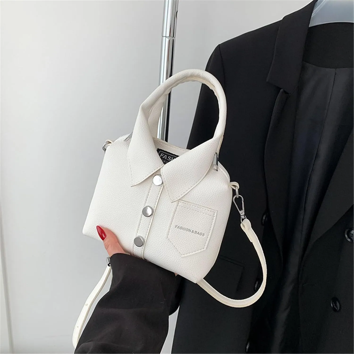 Crossbody Bag for Women Fashion PU Leather Funny Shirt Shape Shoulder Purse Top Handle Handbag with Adjustable Strap