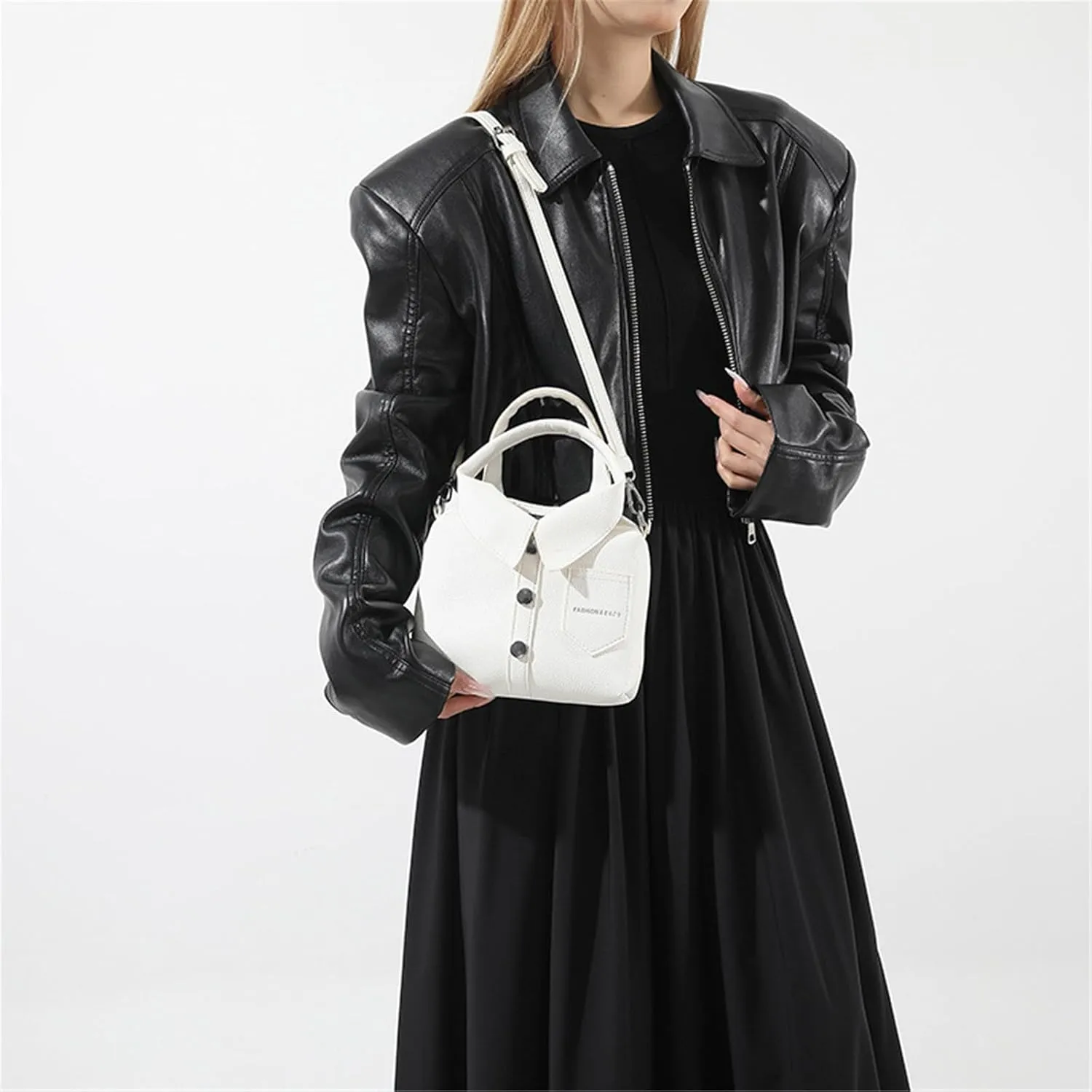Crossbody Bag for Women Fashion PU Leather Funny Shirt Shape Shoulder Purse Top Handle Handbag with Adjustable Strap