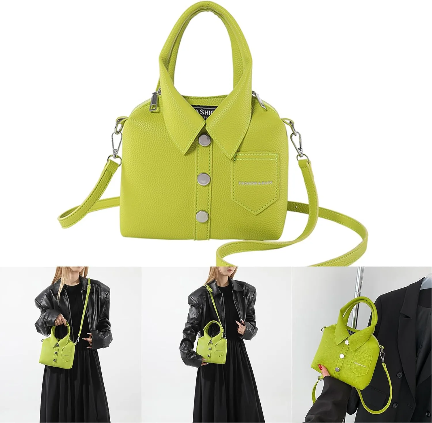 Crossbody Bag for Women Fashion PU Leather Funny Shirt Shape Shoulder Purse Top Handle Handbag with Adjustable Strap