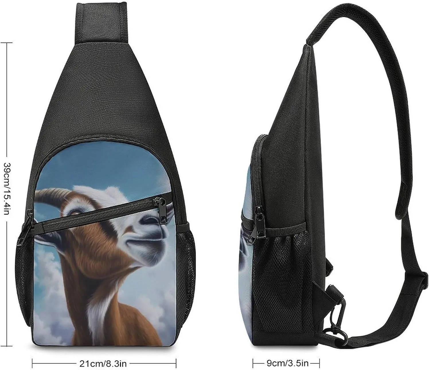 Crossbody Bag Travel Sling Bag for Men Small Sling Backpack Blue Goat Print Chest Bag Shoulder Bag for Outdoor