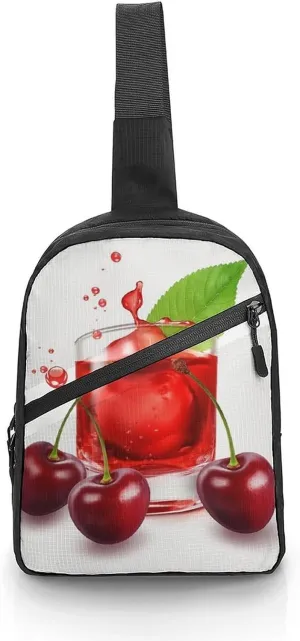 Crossbody Bag Travel Sling Bag for Men Small Sling Backpack Cherry Juice Chest Bag Shoulder Bag for Outdoor