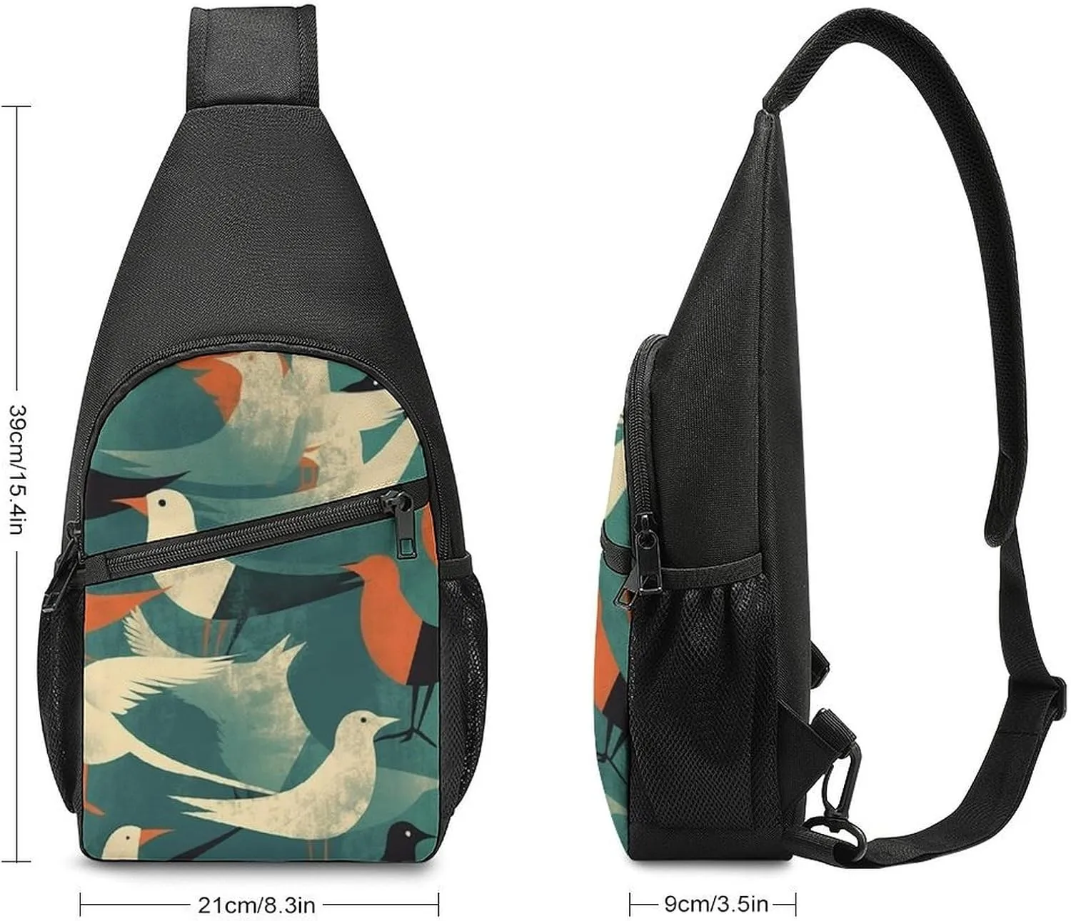 Crossbody Bag Travel Sling Bag for Men Small Sling Backpack Flock Of Birds Chest Bag Shoulder Bag for Outdoor