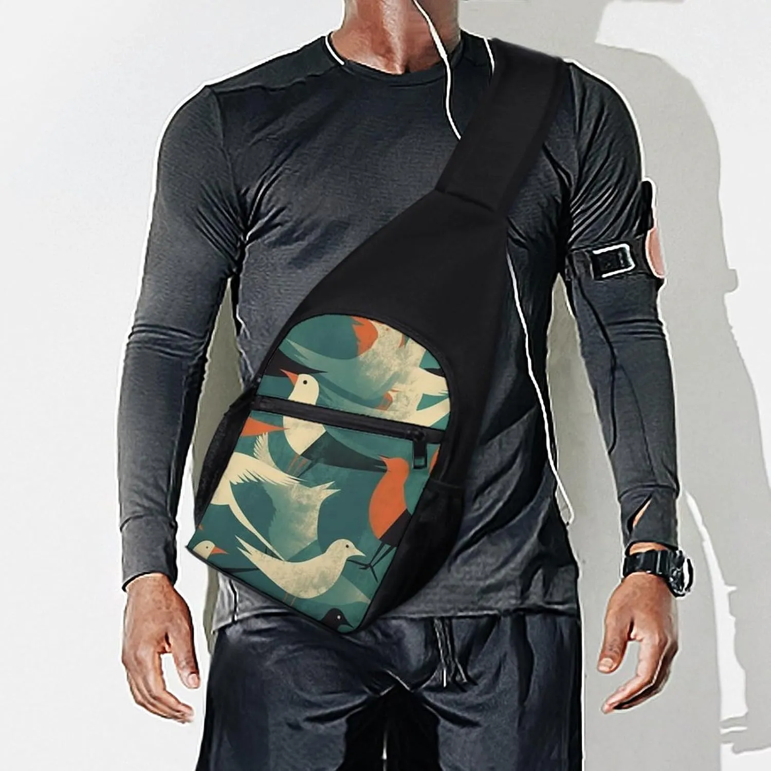 Crossbody Bag Travel Sling Bag for Men Small Sling Backpack Flock Of Birds Chest Bag Shoulder Bag for Outdoor