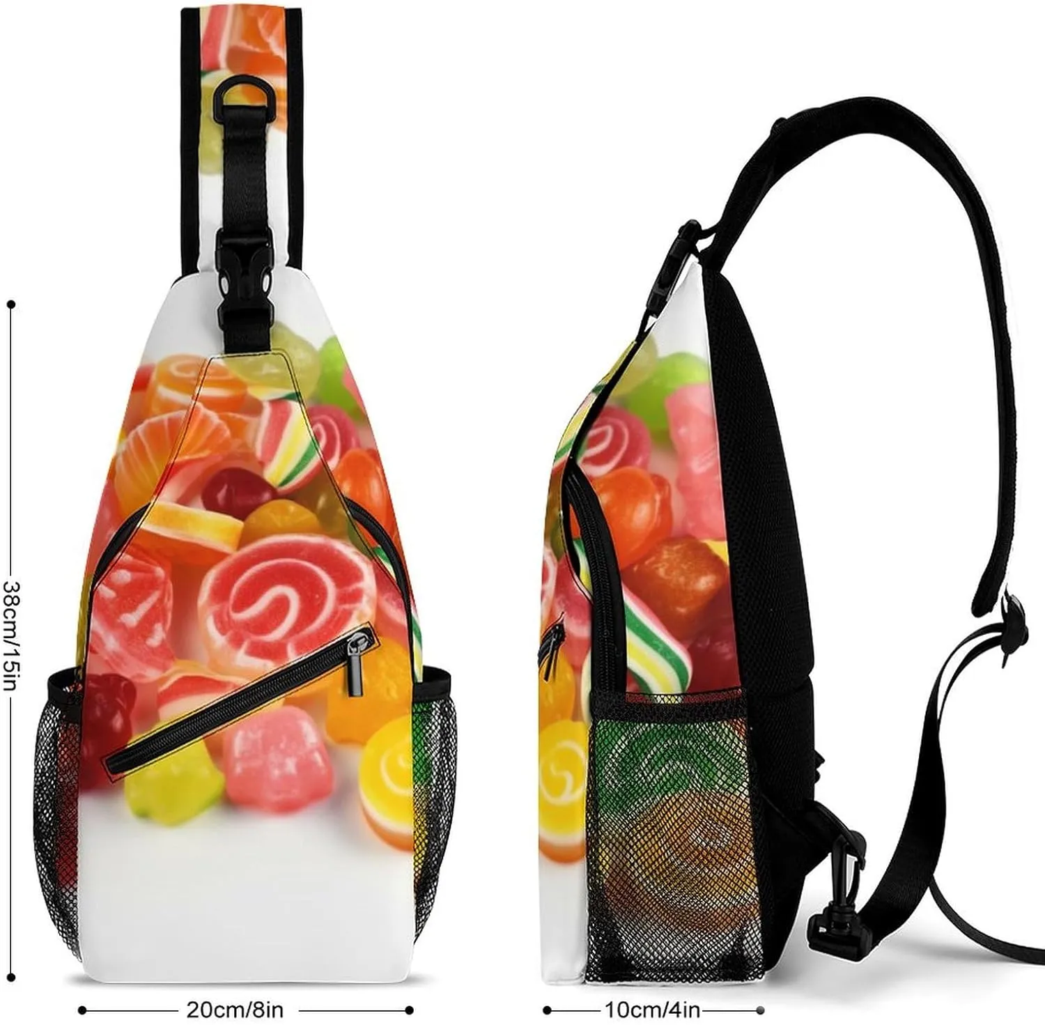 Crossbody Bag Travel Sling Bag for Men Small Sling Backpack Fruit Candies Chest Bag Shoulder Bag for Outdoor, 38x20cm