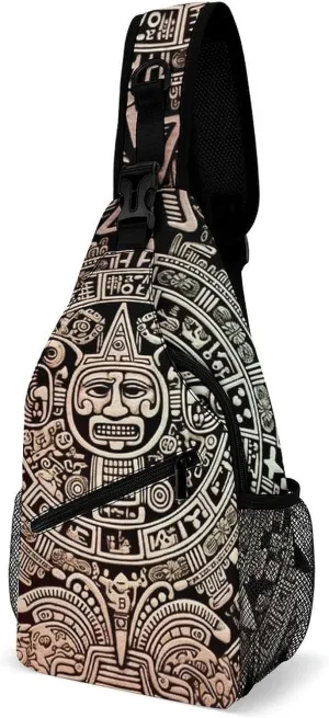 Crossbody Bag Travel Sling Bag for Men Small Sling Backpack Mayan Calendar End Of The World Chest Bag Shoulder Bag for Outdoor