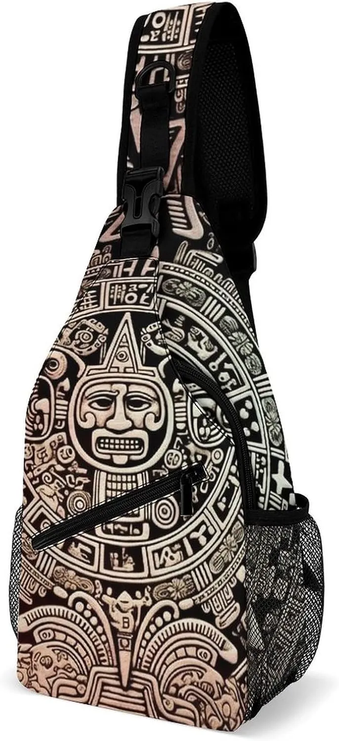 Crossbody Bag Travel Sling Bag for Men Small Sling Backpack Mayan Calendar End Of The World Chest Bag Shoulder Bag for Outdoor