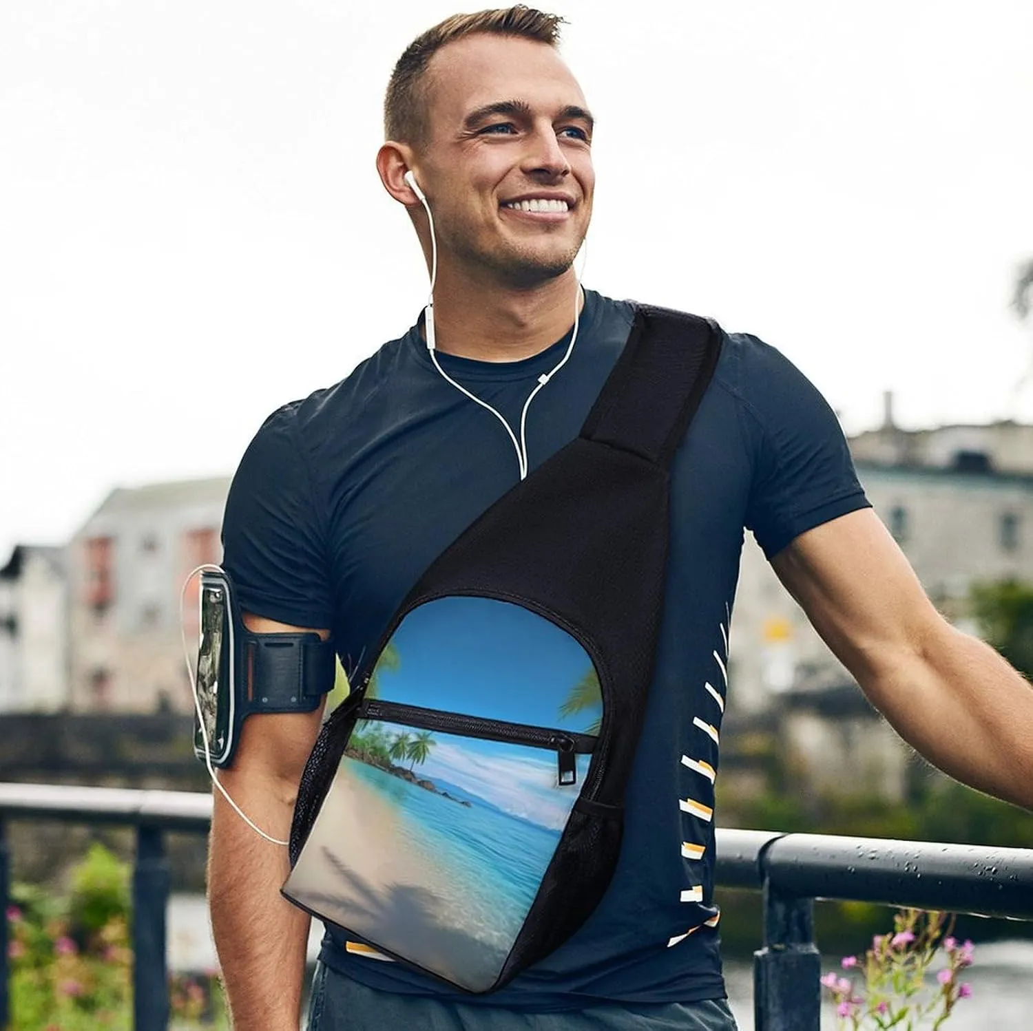 Crossbody Bag Travel Sling Bag for Men Small Sling Backpack Pineapple Chest Bag Shoulder Bag for Outdoor