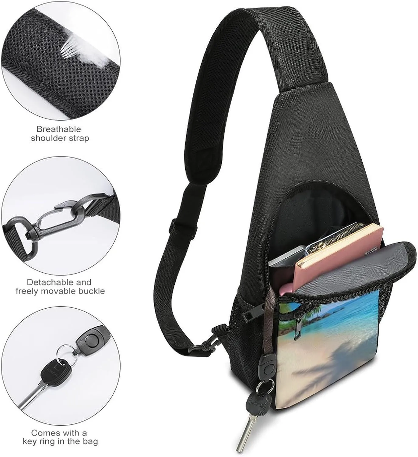 Crossbody Bag Travel Sling Bag for Men Small Sling Backpack Pineapple Chest Bag Shoulder Bag for Outdoor