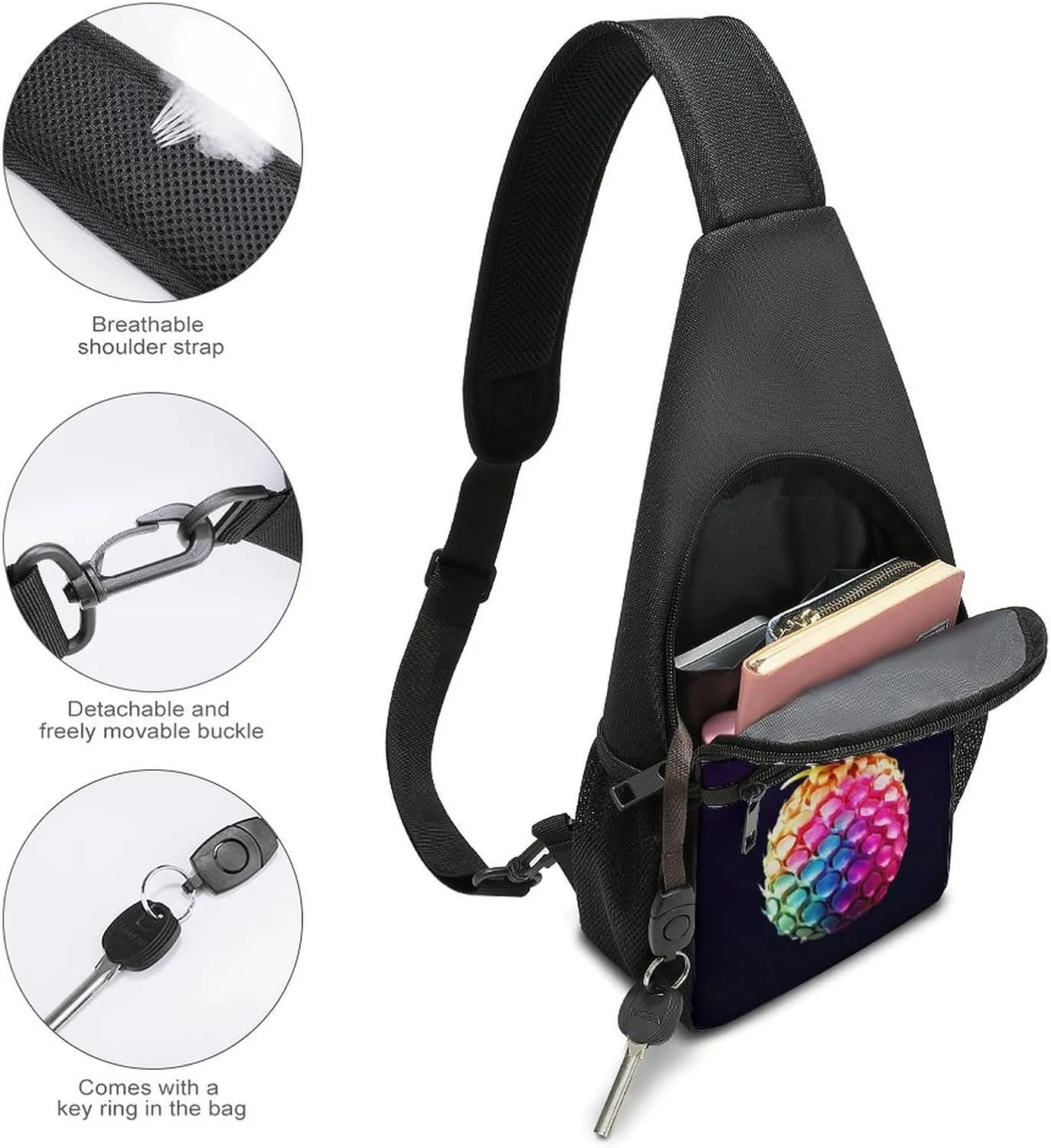 Crossbody Bag Travel Sling Bag for Men Small Sling Backpack Pineapple Chest Bag Shoulder Bag for Outdoor