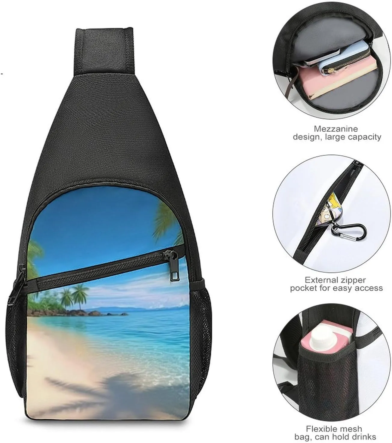 Crossbody Bag Travel Sling Bag for Men Small Sling Backpack Pineapple Chest Bag Shoulder Bag for Outdoor