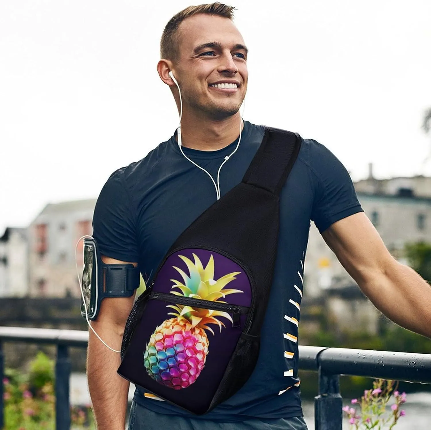 Crossbody Bag Travel Sling Bag for Men Small Sling Backpack Pineapple Chest Bag Shoulder Bag for Outdoor