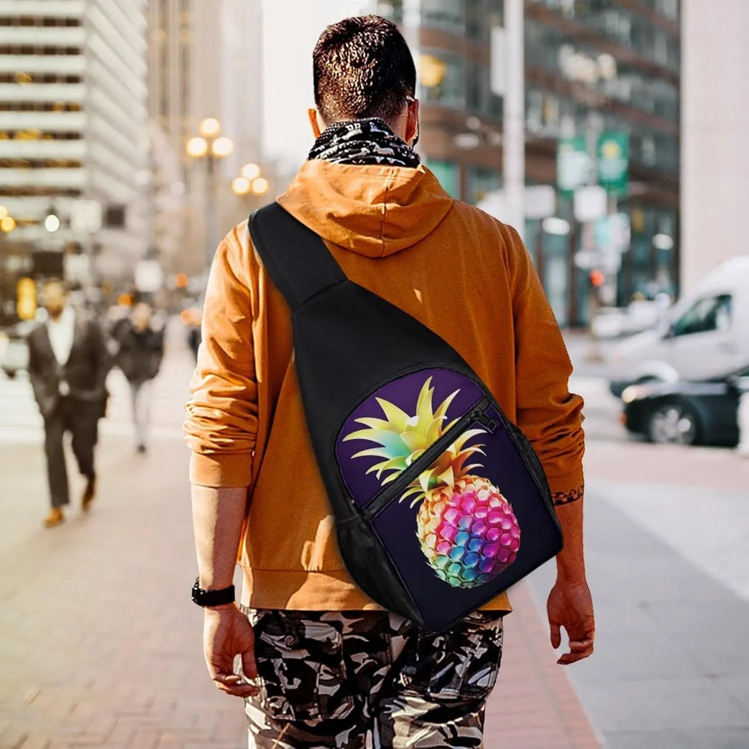 Crossbody Bag Travel Sling Bag for Men Small Sling Backpack Pineapple Chest Bag Shoulder Bag for Outdoor
