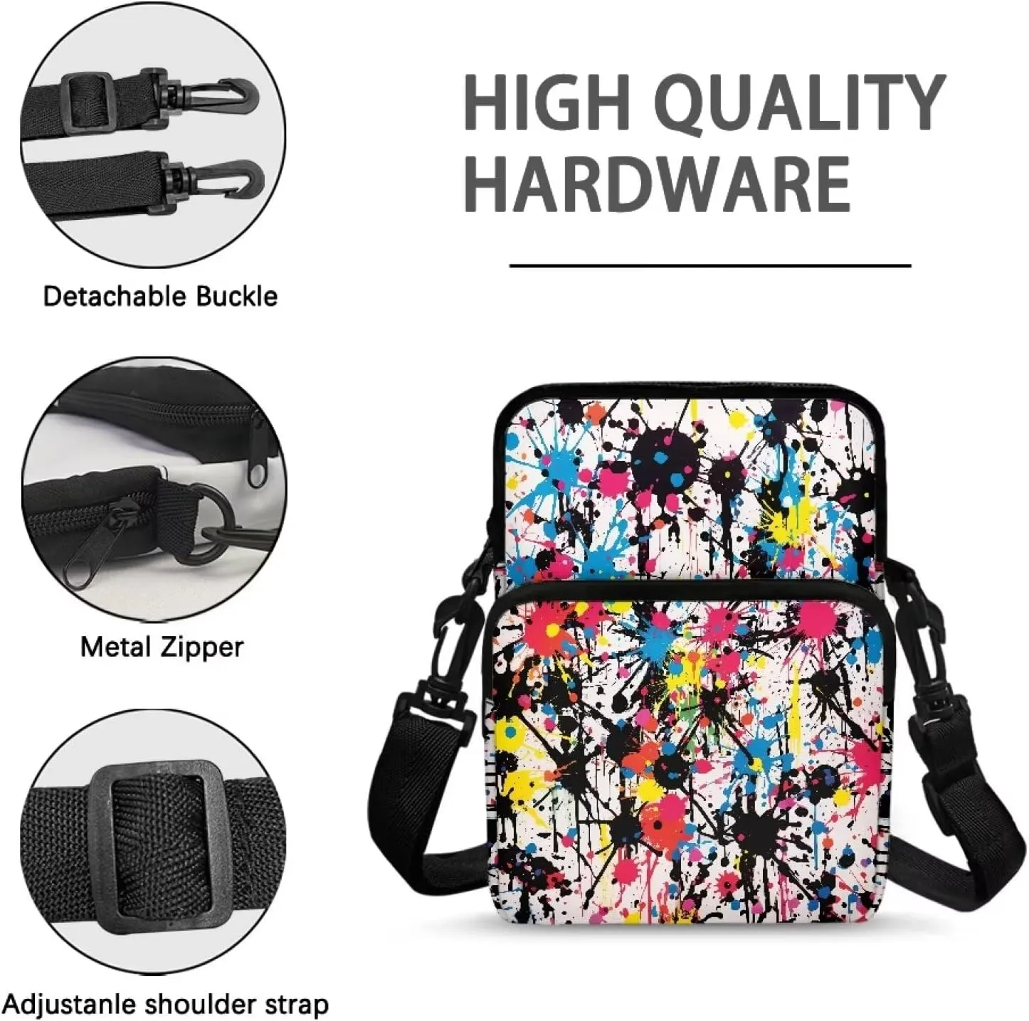 Crossbody Bags for Women Men Everywhere Belt Bag with Adjustable Strap Causal Chest Bum Bag Cross Body Purse for Workout Running Traveling Hiking, Pigment Splash Print