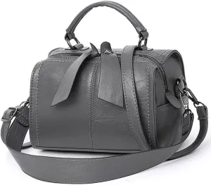 Crossbody Bags for Women PU Leather Satchel Handbags Cylinder Purse Small Boston Bag Shoulder Hobo Top Handle Bags