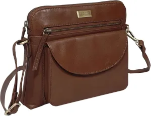 Crossbody Bags for Women – Real Leather Purses with RFID Protection, Multiple Pockets and Adjustable Strap (10" X 8.5" X 1.5", Jean Brown Polished VT)