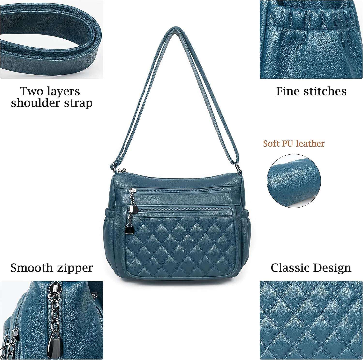 Crossbody Purse for Women Ladies Soft PU Leather Shoulder Bag Medium Roomy Handbag Fashion Tote Top Handle Satchel