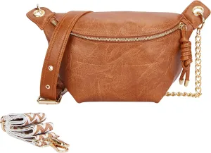 Crossbody Shoulder Bags for Women, Tassel Chest Purses Fanny Packs Belt Bag, Fashion Waist Packs Small Sling Bag with 2 Adjustable Strap for Travel Sport Workout Running Casual