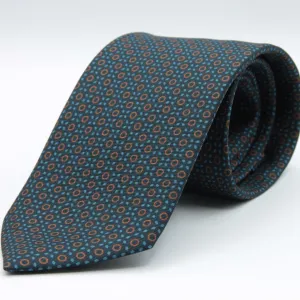 Cruciani & Bella - Silk - Small Printed Geometric Designs Blue, Brown and Light Blue #8910