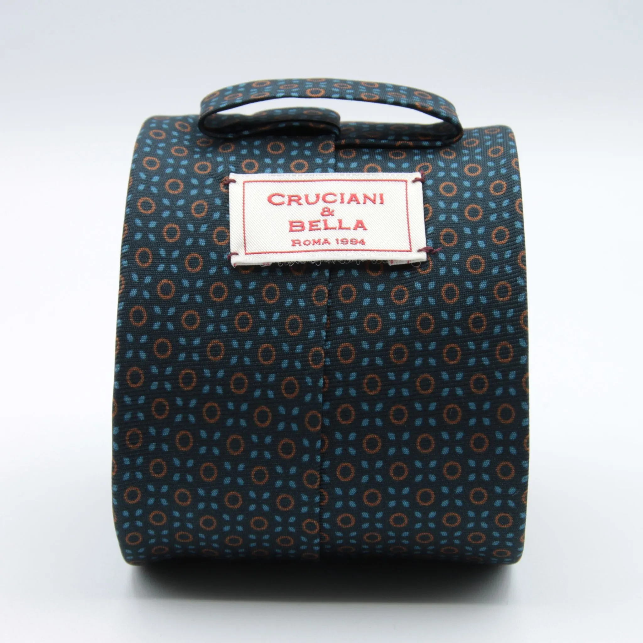 Cruciani & Bella - Silk - Small Printed Geometric Designs Blue, Brown and Light Blue #8910