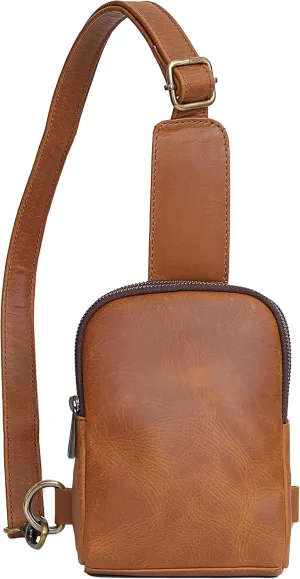 cuero Fanny Packs for Women Leather Fashionable Small Crossbody Sling Bag Purses Chest Bag for Men (tan)