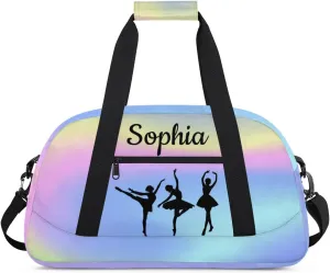 Custom Dance Duffel Bag Personalized Ballet Dance Duffel Bags Gym Bag with Name Waterproof Dance Bag for Women, Colorful Blue