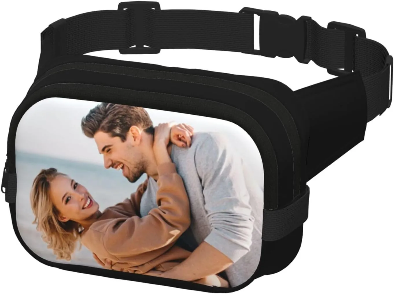 Custom Fanny Pack Unisex, Personalized Belt Bag with Name Text Logo Photo, Customized Waist Packs Gift for Sport Workout Running Hiking Travel, Black