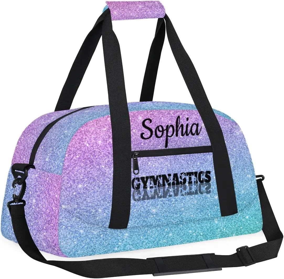 Custom Gymnastics Duffel Bag Personalized Gym Duffel Bags Dance Bag with Name Customized Gymnastics Bag for Women, Gradient Blue