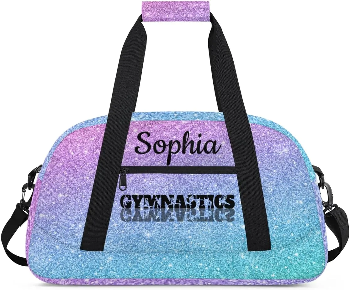 Custom Gymnastics Duffel Bag Personalized Gym Duffel Bags Dance Bag with Name Customized Gymnastics Bag for Women, Gradient Blue