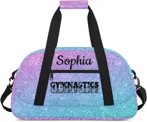 Custom Gymnastics Duffel Bag Personalized Gym Duffel Bags Dance Bag with Name Customized Gymnastics Bag for Women, Gradient Blue