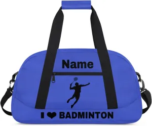 Custom Sport Duffel Bag Badminton Personalized Name Sports Bag Overnight Weekender Bag Waterproof Travel Sport Gym Bags, Blue
