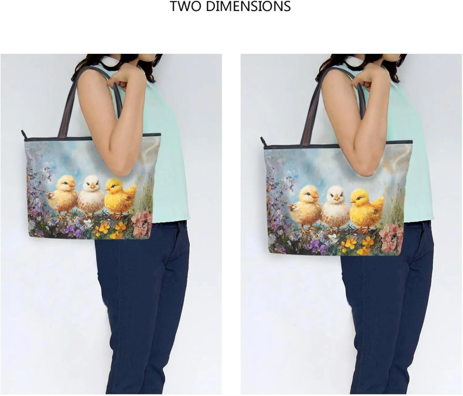 Cute Chicks Women Tote Bag for Everyday & Travel, Handbag Purse Reusable Grocery Bags Large